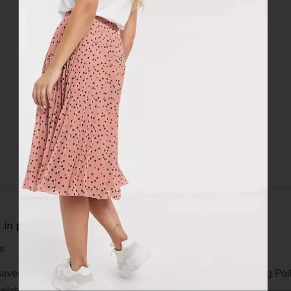 ASOS Oasis Polka Dot Pleated Midi Skirt - Picture 3 of 5